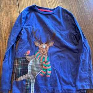Mini Boden Blue Long Sleeve Tee with Deer and Bird
